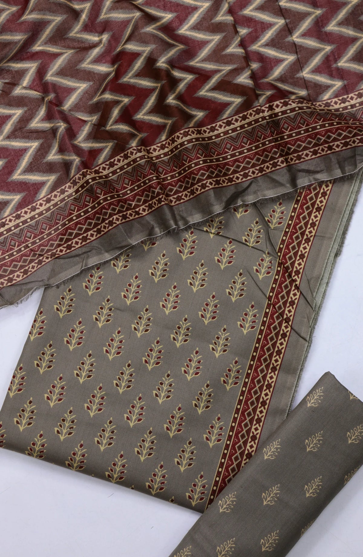 Bin Saeed Digital Printed Cotton Cambric Unstitched 3 Piece Suit - Design-26- BS25DCC - Grey- Summer Collection