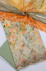 Bin Saeed Embroidered Cambric Unstitched 3 Piece Suit - Design-01 - BS25CMB - Orange - Summer Collection