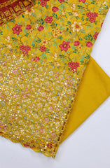 Bin Saeed Embroidered Cambric Unstitched 3 Piece Suit - Design-06 - BS25CMB - Yellow - Summer Collection
