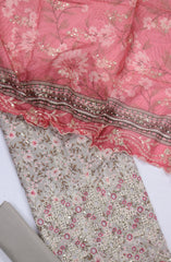 Bin Saeed Embroidered Cotton Unstitched 3 Piece Suit - Design-08 - BS25MDS - Grey - Mid Summer Collection