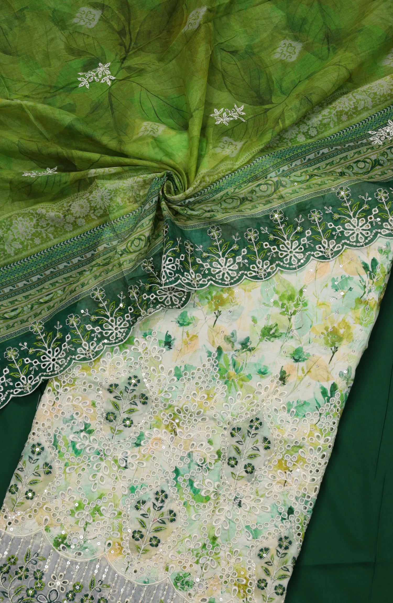 Bin Saeed Embroidered Cotton Unstitched 3 Piece Suit - Design-09 - BS25MDS - Green - Mid Summer Collection