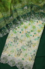 Bin Saeed Embroidered Cotton Unstitched 3 Piece Suit - Design-09 - BS25MDS - Green - Mid Summer Collection