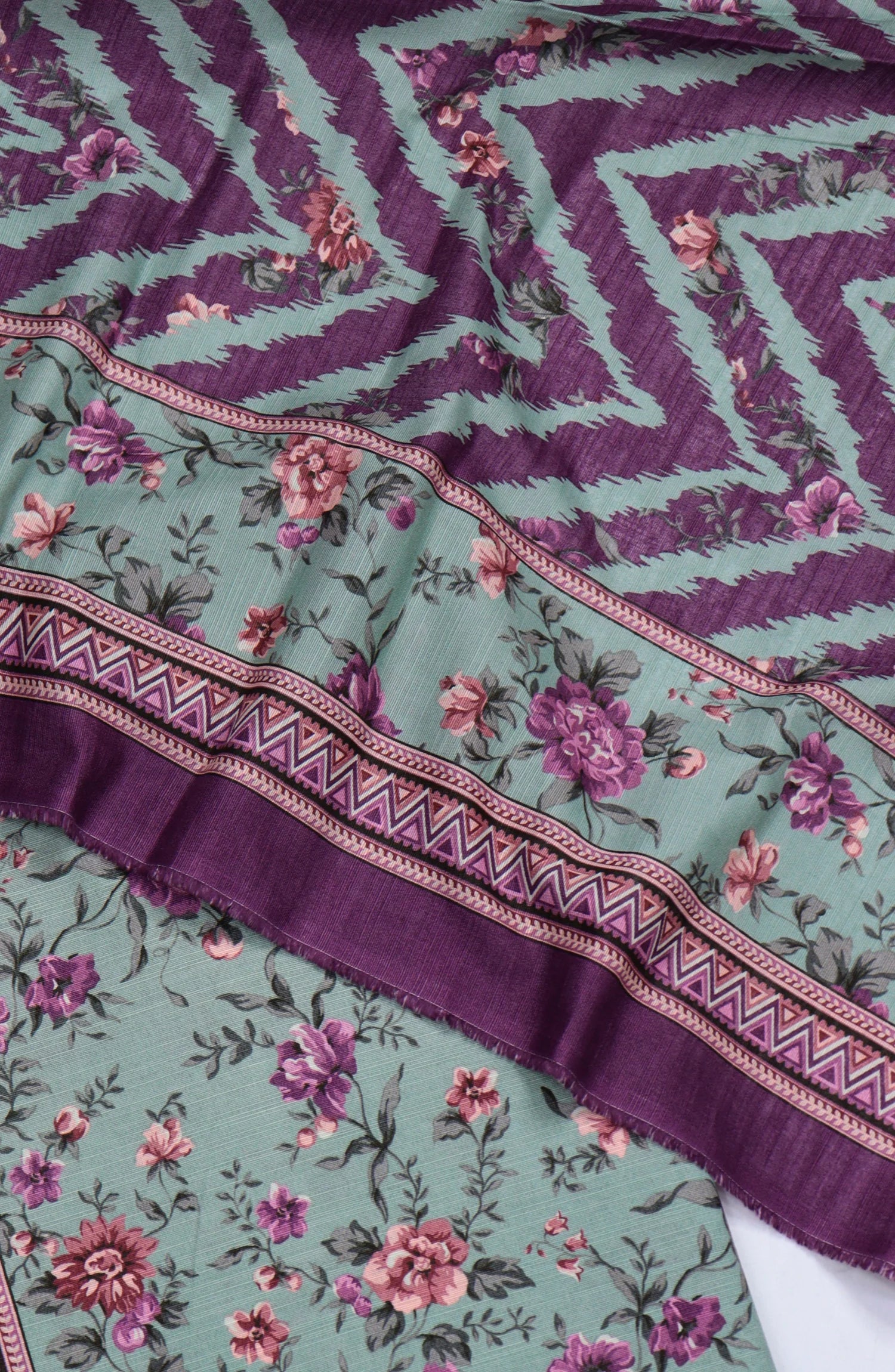 Bin Saeed Printed Khaddar Unstitched 3 Piece Suit - Design-4 - BS25KHD - Green - Winter Collection