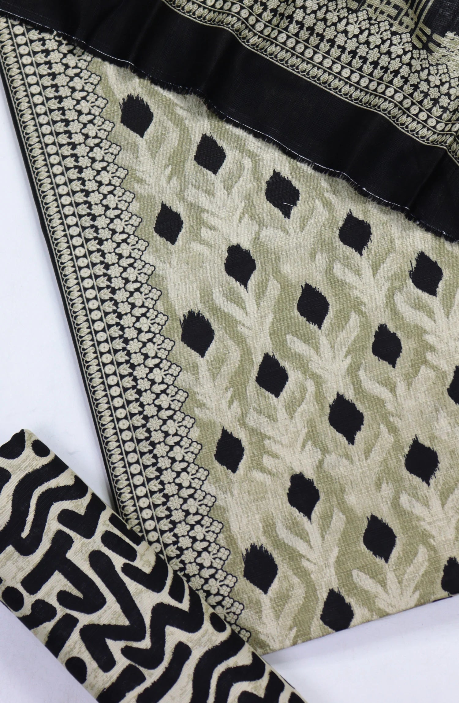 Bin Saeed Printed Khaddar Unstitched 3 Piece Suit - Design-10 - BS25KHD - Green - Winter Collection