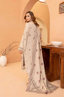 Blush Beige 3pc - Embroidered Dhanak Dress ainalif