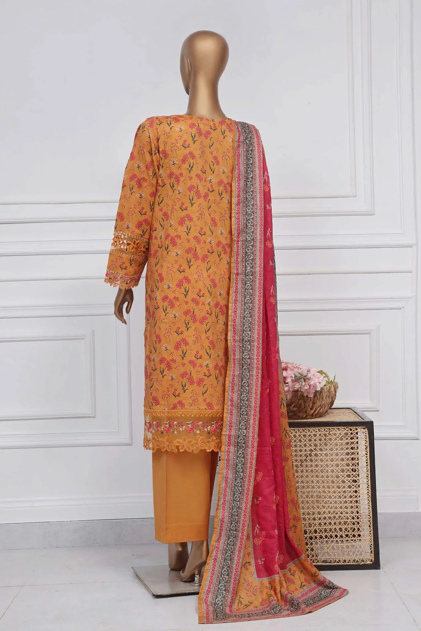 Raya By Sada Bahar Stitched 3 Piece Festive Emb Lawn Collection-AS-1010-Mustard