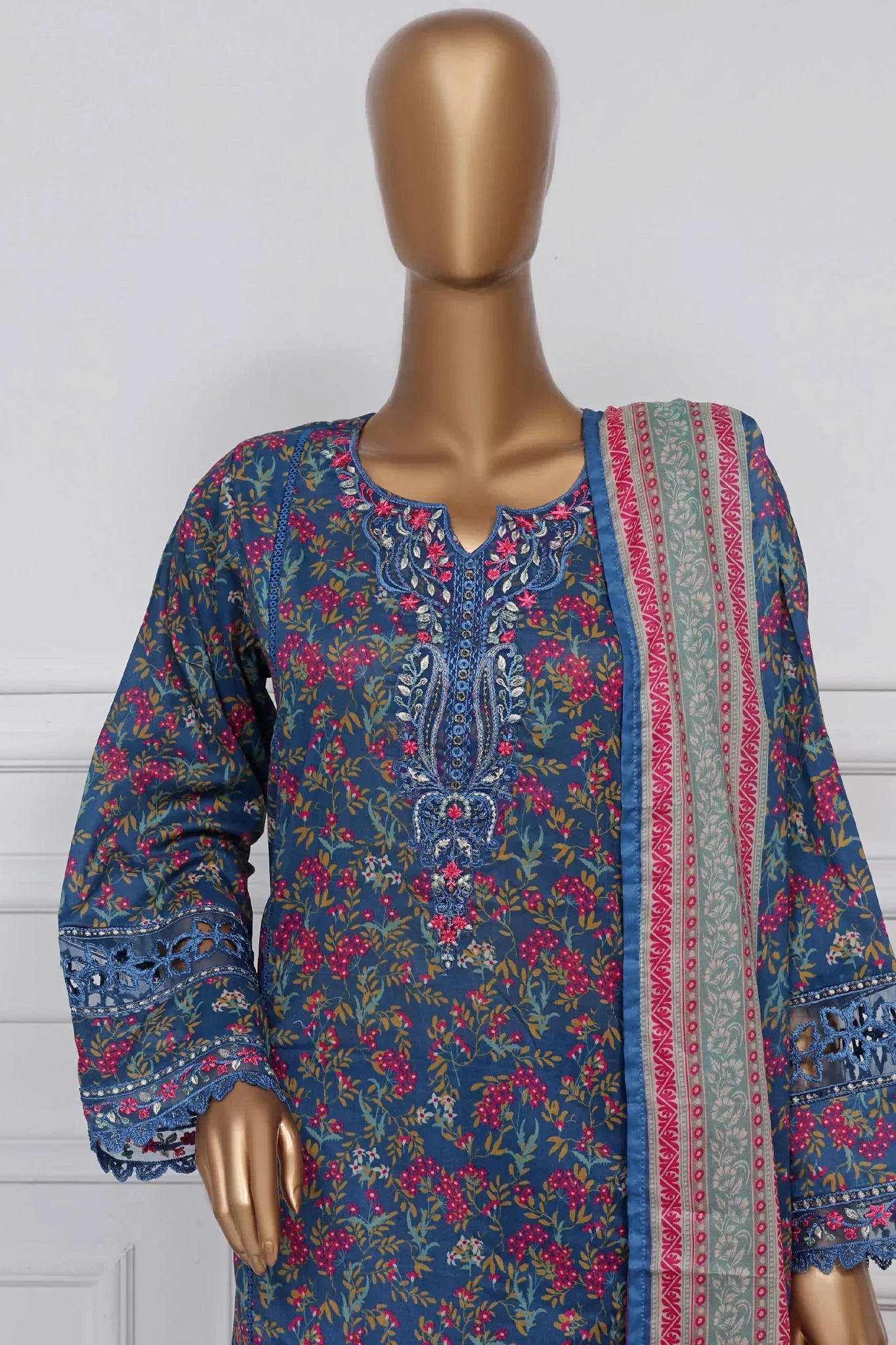 New Raya By Sada Bahar Stitched 3 Piece Festive Emb Lawn Collection-AS-1012-Blue