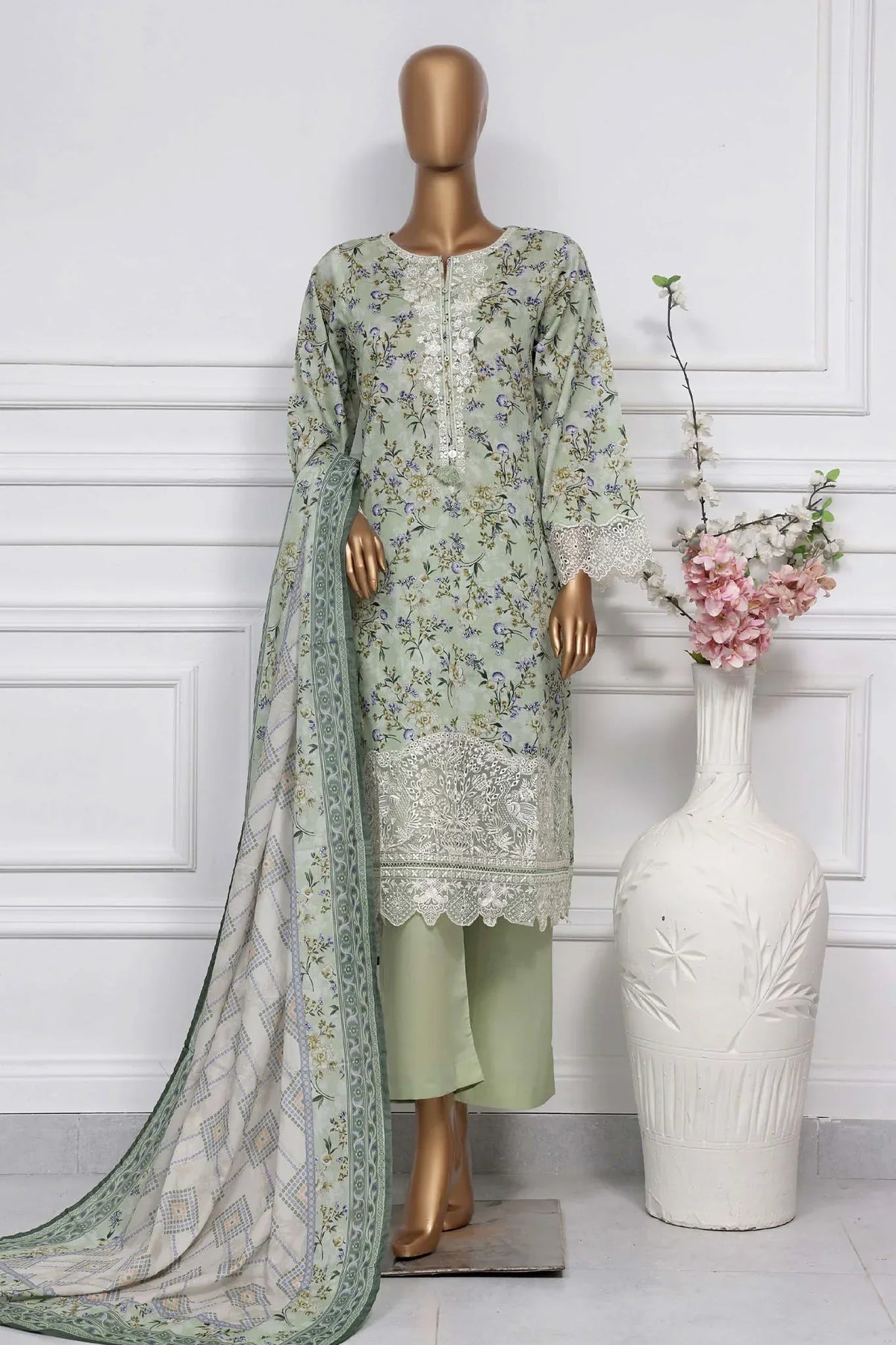 Raya By Sada Bahar Stitched 3 Piece Festive Emb Lawn Collection-AS-1014-Pista