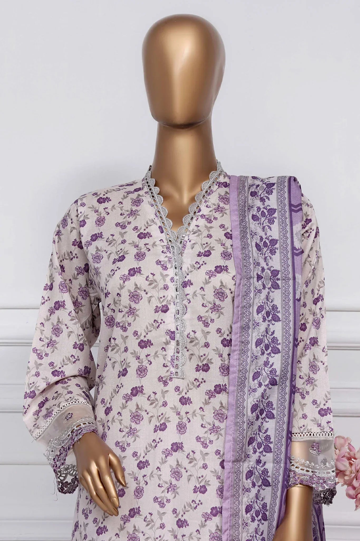 Raya By Sada Bahar Stitched 3 Piece Festive Emb Lawn Collection-AS-1015-Purple