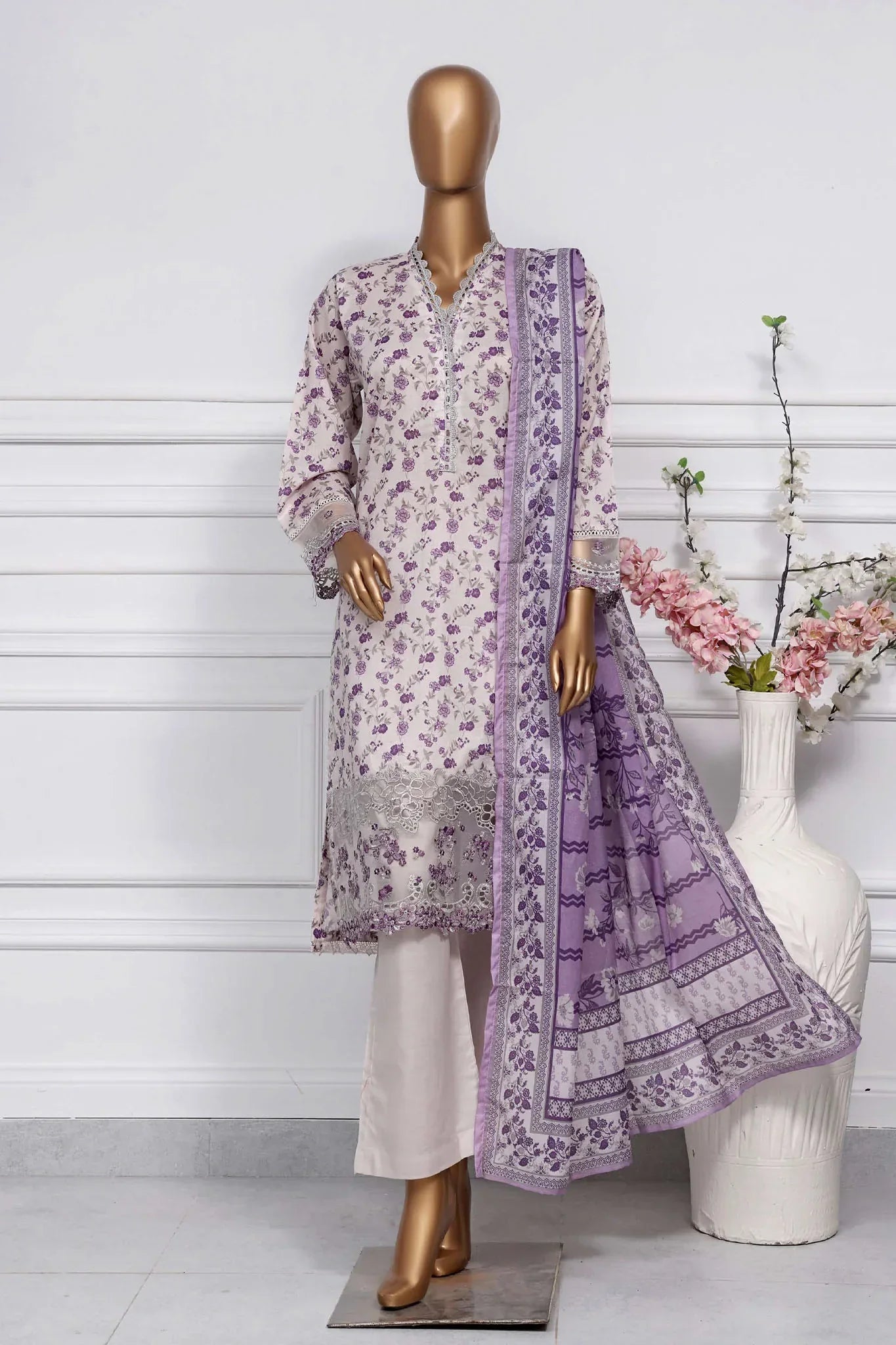Raya By Sada Bahar Stitched 3 Piece Festive Emb Lawn Collection-AS-1015-Purple