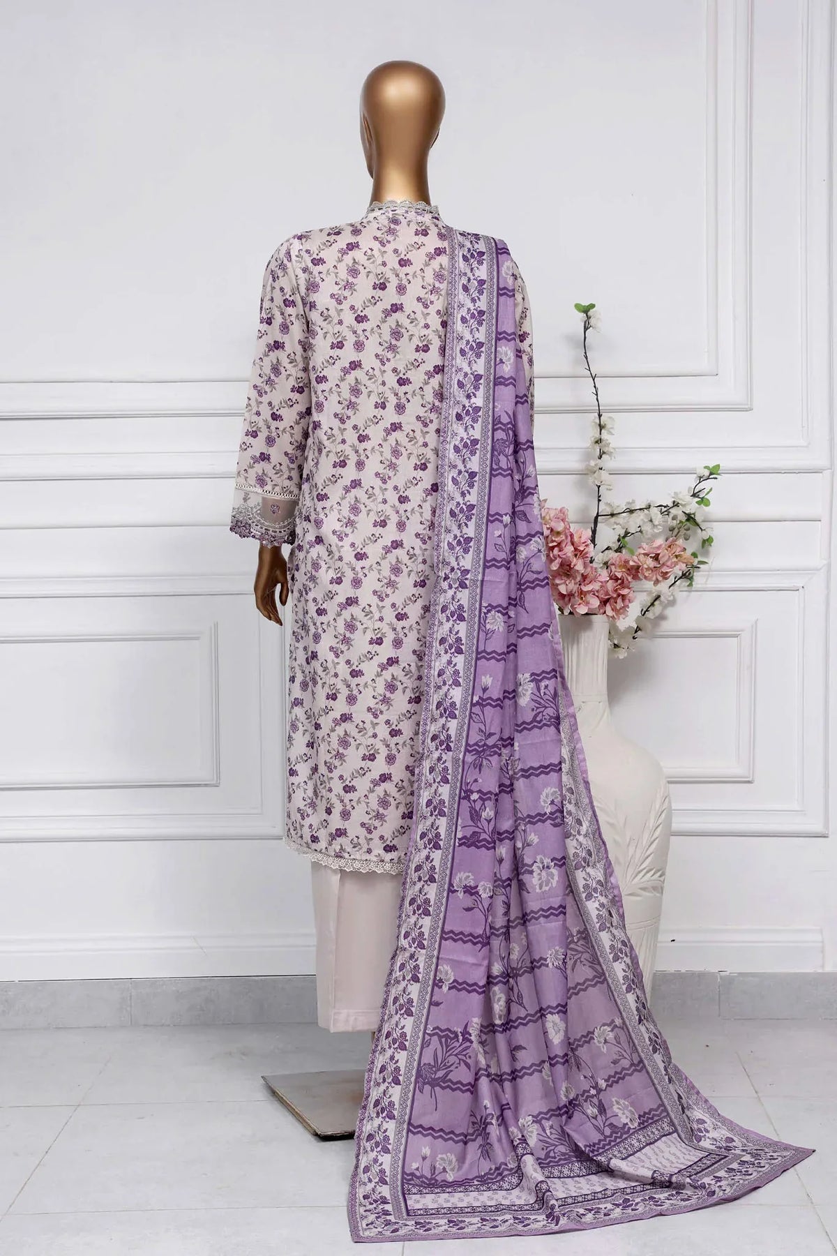 Raya By Sada Bahar Stitched 3 Piece Festive Emb Lawn Collection-AS-1015-Purple