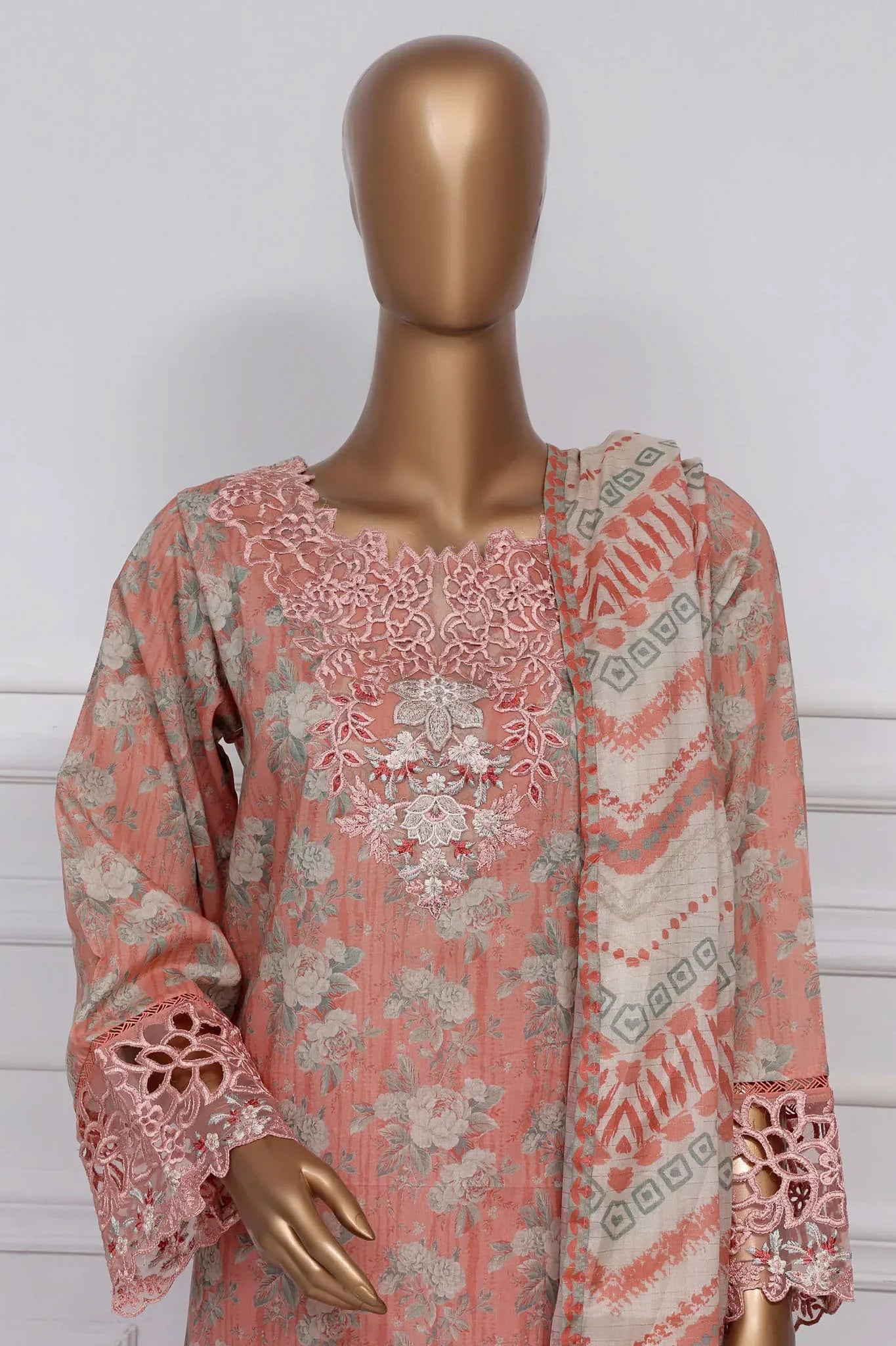 Raya By Sada Bahar Stitched 3 Piece Festive Emb Lawn Collection-AS-1017-Red