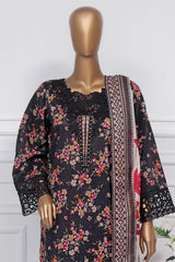 Raya By Sada Bahar Stitched 3 Piece Festive Emb Lawn Collection-AS-1018-Black
