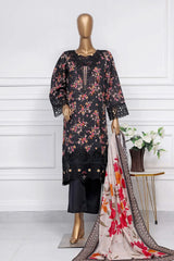 Raya By Sada Bahar Stitched 3 Piece Festive Emb Lawn Collection-AS-1018-Black
