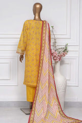 Raya By Sada Bahar Stitched 3 Piece Festive Emb Lawn Collection-AS-1019-Yellow