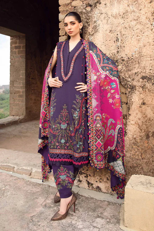 3 Piece Unstitched Printed Linen Suit | MPT-2402-A maria b