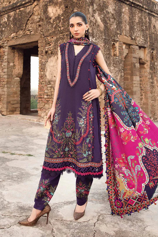 3 Piece Unstitched Printed Linen Suit | MPT-2402-A maria b