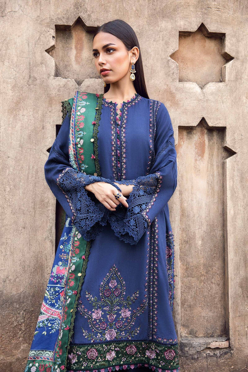 3 Piece Unstitched Printed Linen Suit | MPT-2405-A maria b