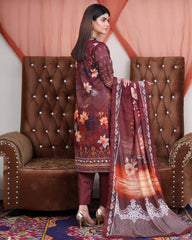 Digital Printed Bana Dora EMB Lawn - 3Pc - SR-25 - D-01