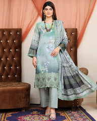 Digital Printed Bana Dora EMB Lawn - 3Pc - SR-25 - D-04