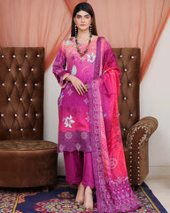 Digital Printed Bana Dora EMB Lawn - 3Pc - SR-25 - D-06