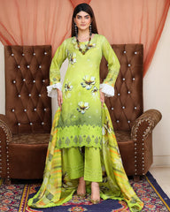 Digital Printed Bana Dora EMB Lawn - 3Pc - SR-25 - D-07