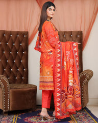 Digital Printed Bana Dora EMB Lawn - 3Pc - SR-25 - D-10