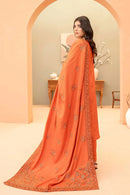 Burnt-Orange 3pc - Dhanak Embroidered Dress ainalif