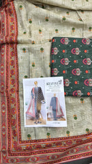 Safina 3pcs unstitched Slub khaddar/cotton 001-c