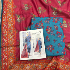 Safina 3pcs unstitched Slub khaddar/cotton 002-b