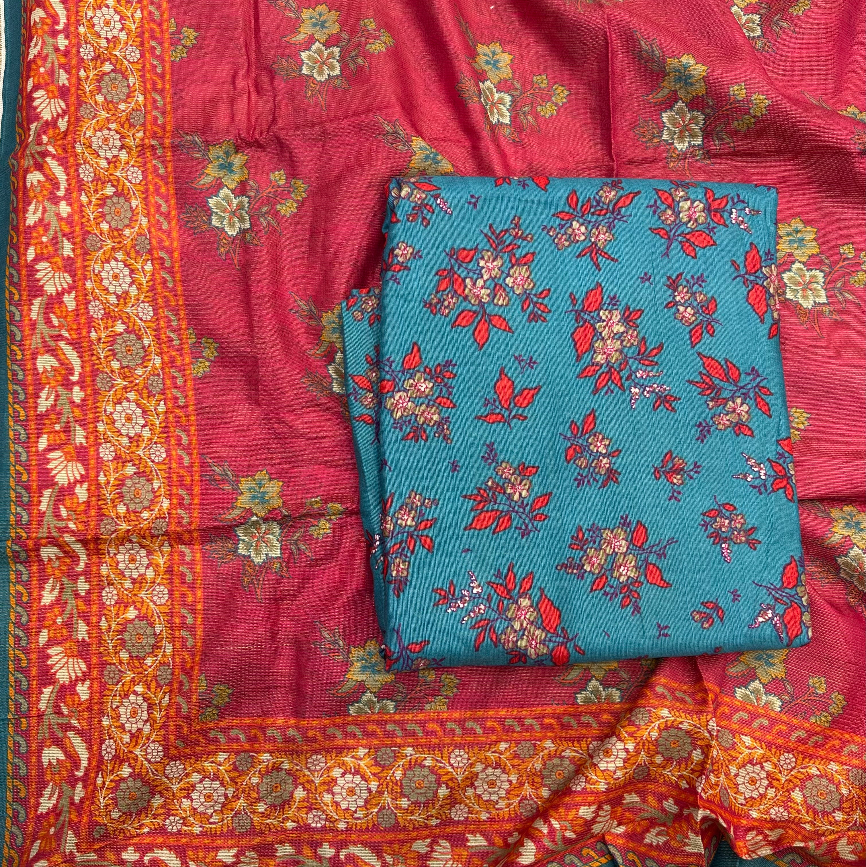 Safina 3pcs unstitched Slub khaddar/cotton 002-b
