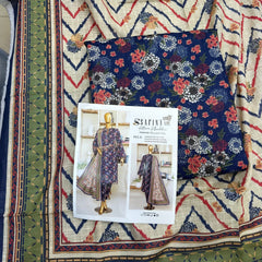 Safina 3pcs unstitched Slub khaddar/cotton 012-A