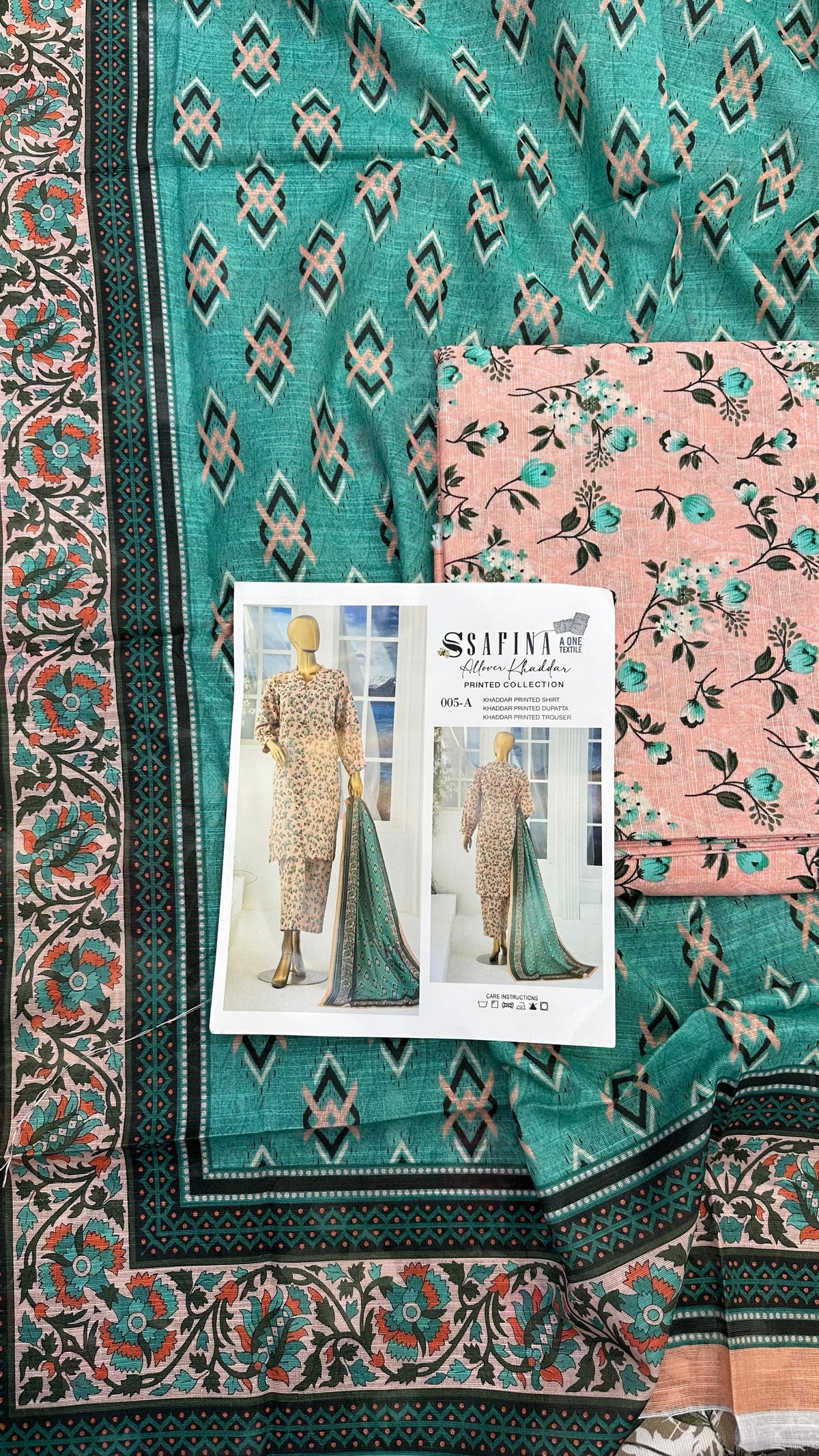 Safina 3pcs unstitched Slub khaddar/cotton 005-A
