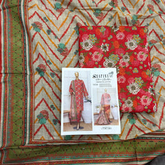 Safina 3pcs unstitched Slub khaddar/cotton 012-b