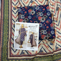 Safina 3pcs unstitched Slub khaddar/cotton 012-A