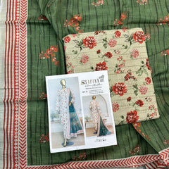 Safina 3pcs unstitched Slub khaddar/cotton 007-b