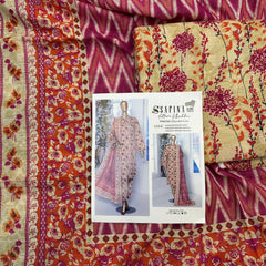 Safina 3pcs unstitched Slub khaddar/cotton 010-c