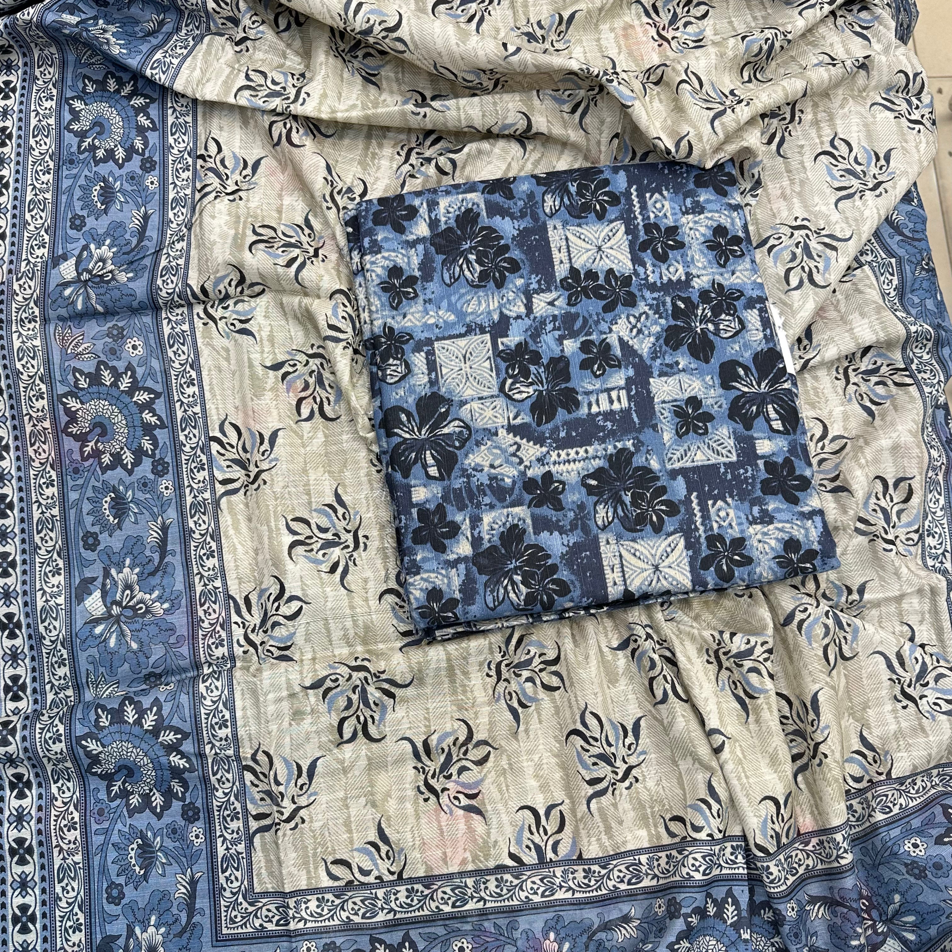 Safina 3pcs unstitched Slub khaddar/cotton 003-c