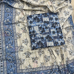 Safina 3pcs unstitched Slub khaddar/cotton 003-c