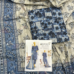 Safina 3pcs unstitched Slub khaddar/cotton 003-c
