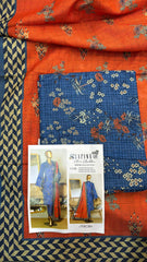 Safina 3pcs unstitched Slub khaddar/cotton 019-B