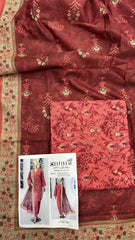 Safina 3pcs unstitched Slub khaddar/cotton 017-A