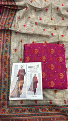 Safina 3pcs unstitched Slub khaddar/cotton 001-A