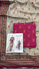 Safina 3pcs unstitched Slub khaddar/cotton 001-A