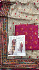 Safina 3pcs unstitched Slub khaddar/cotton 001-A