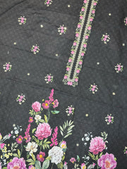 Bin Saeed Embroiderd Lawn Unstitched 3 Piece - AS - 2523 - Black - Summer Collection