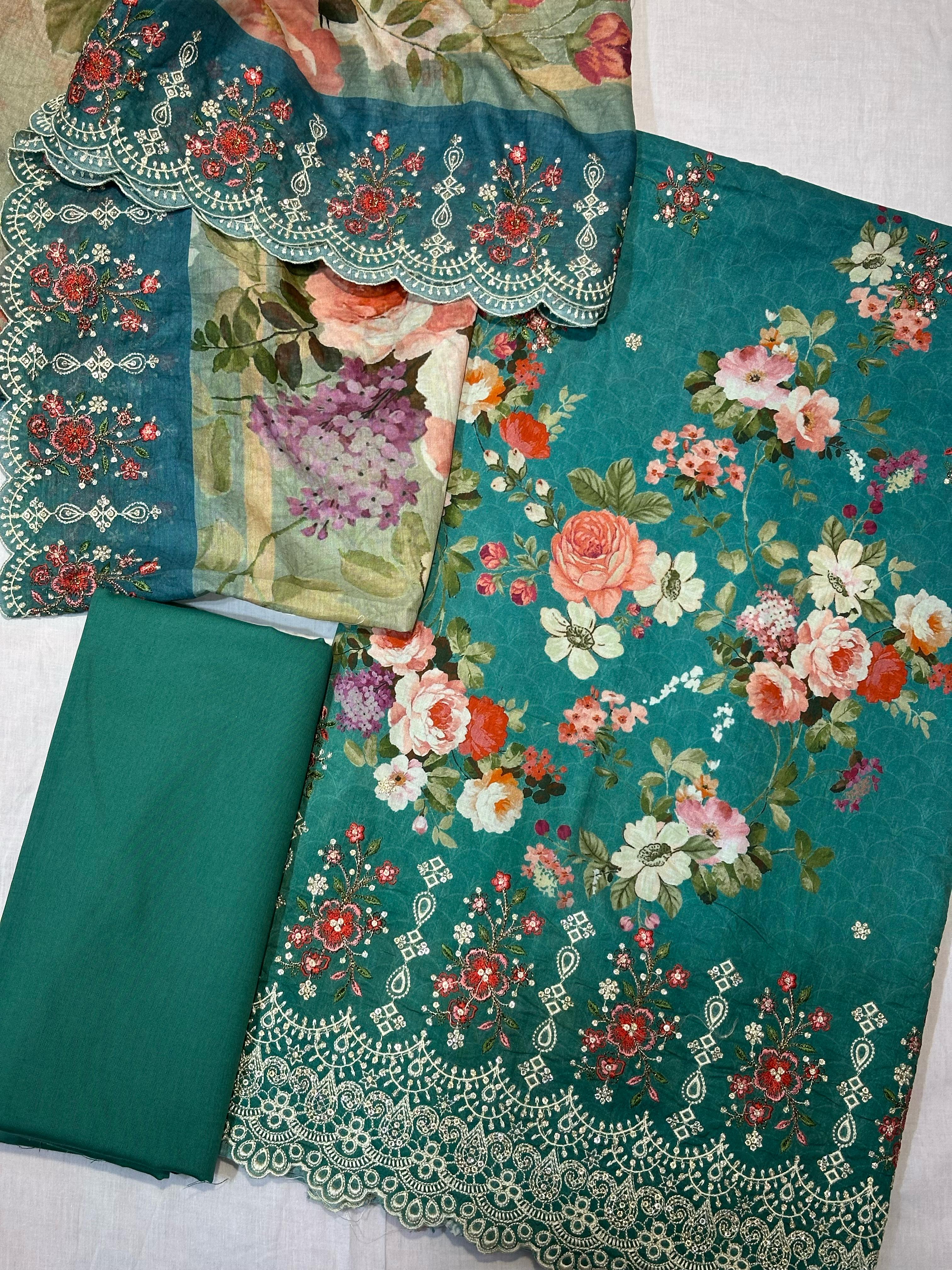 Bin Saeed Embroiderd Lawn Unstitched 3 Piece - AS - 2224 -  - Summer Collection