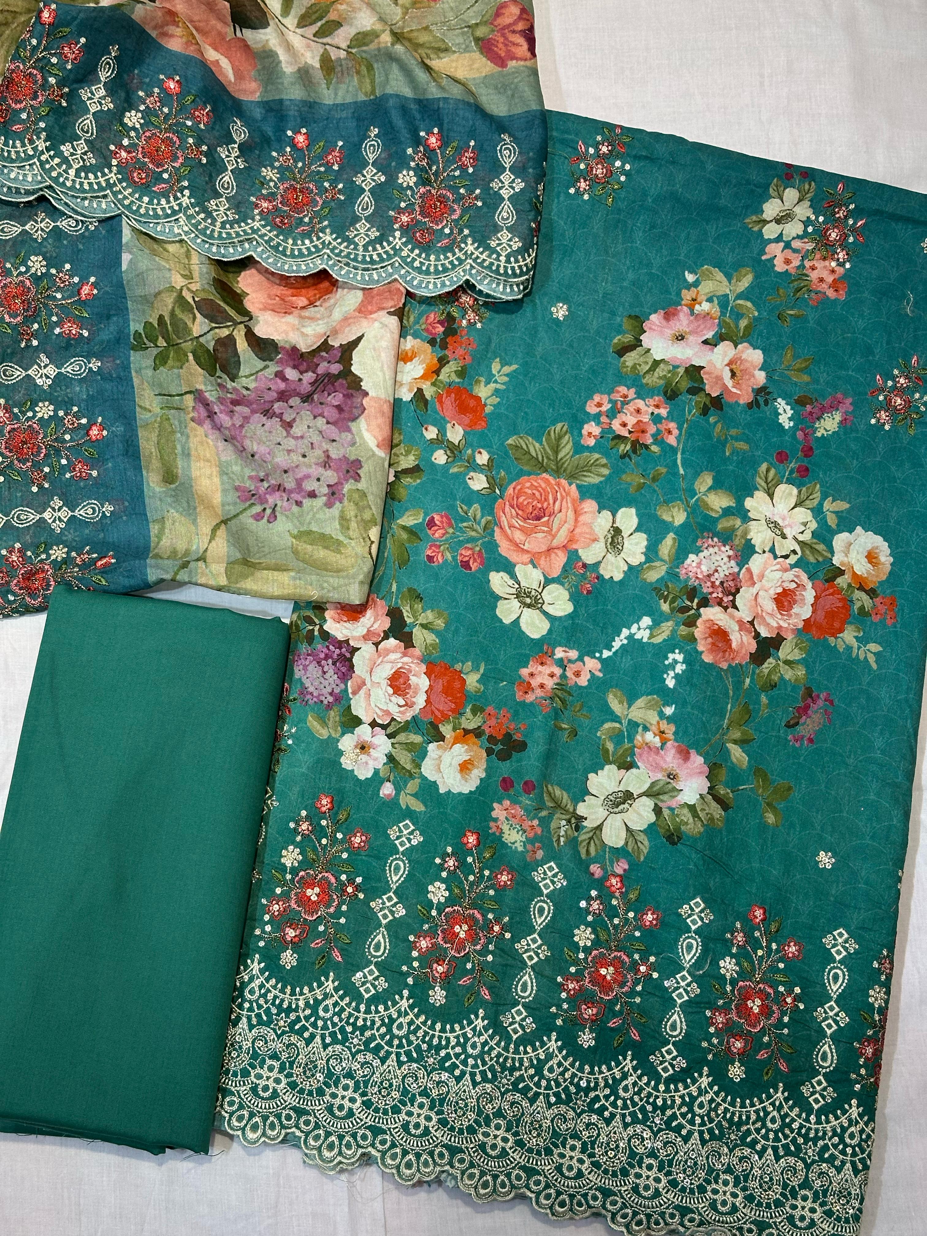 Bin Saeed Embroiderd Lawn Unstitched 3 Piece - AS - 2224 -  - Summer Collection