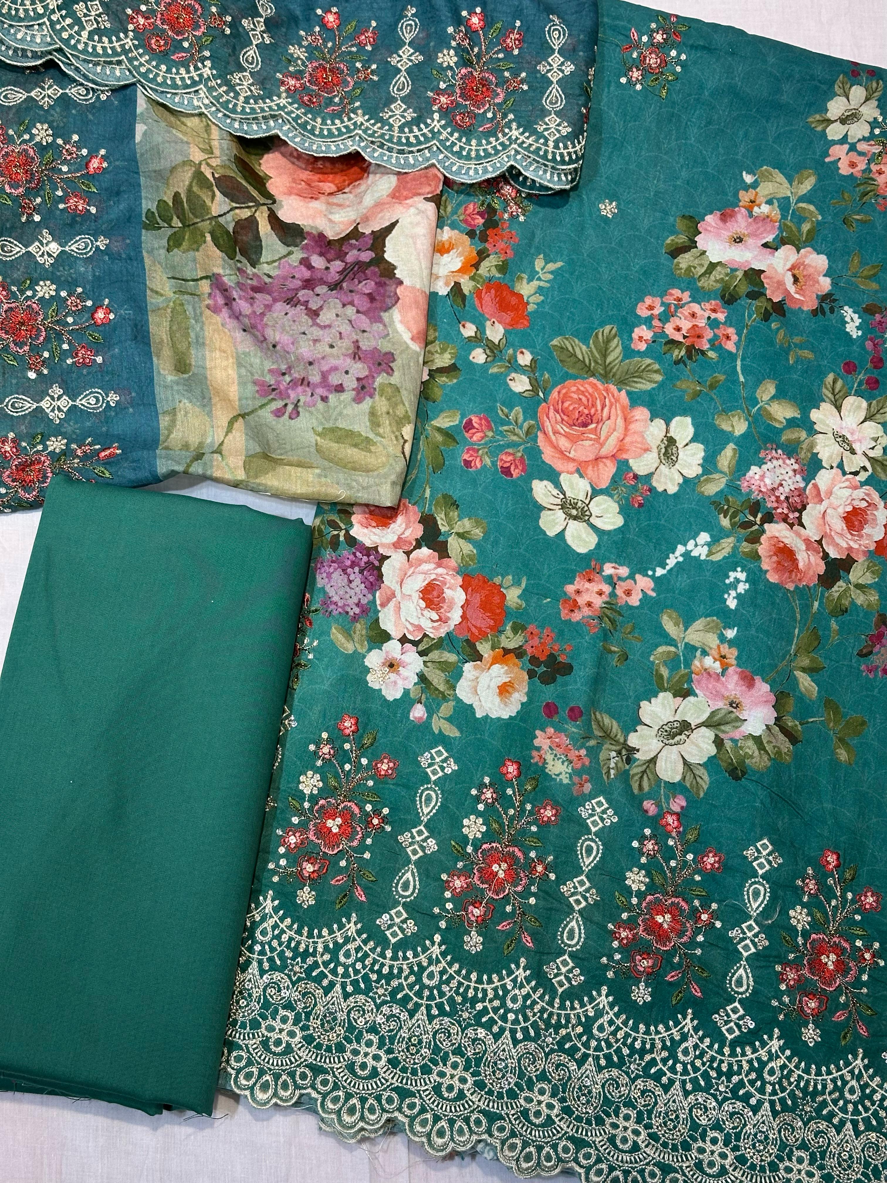 Bin Saeed Embroiderd Lawn Unstitched 3 Piece - AS - 2224 -  - Summer Collection
