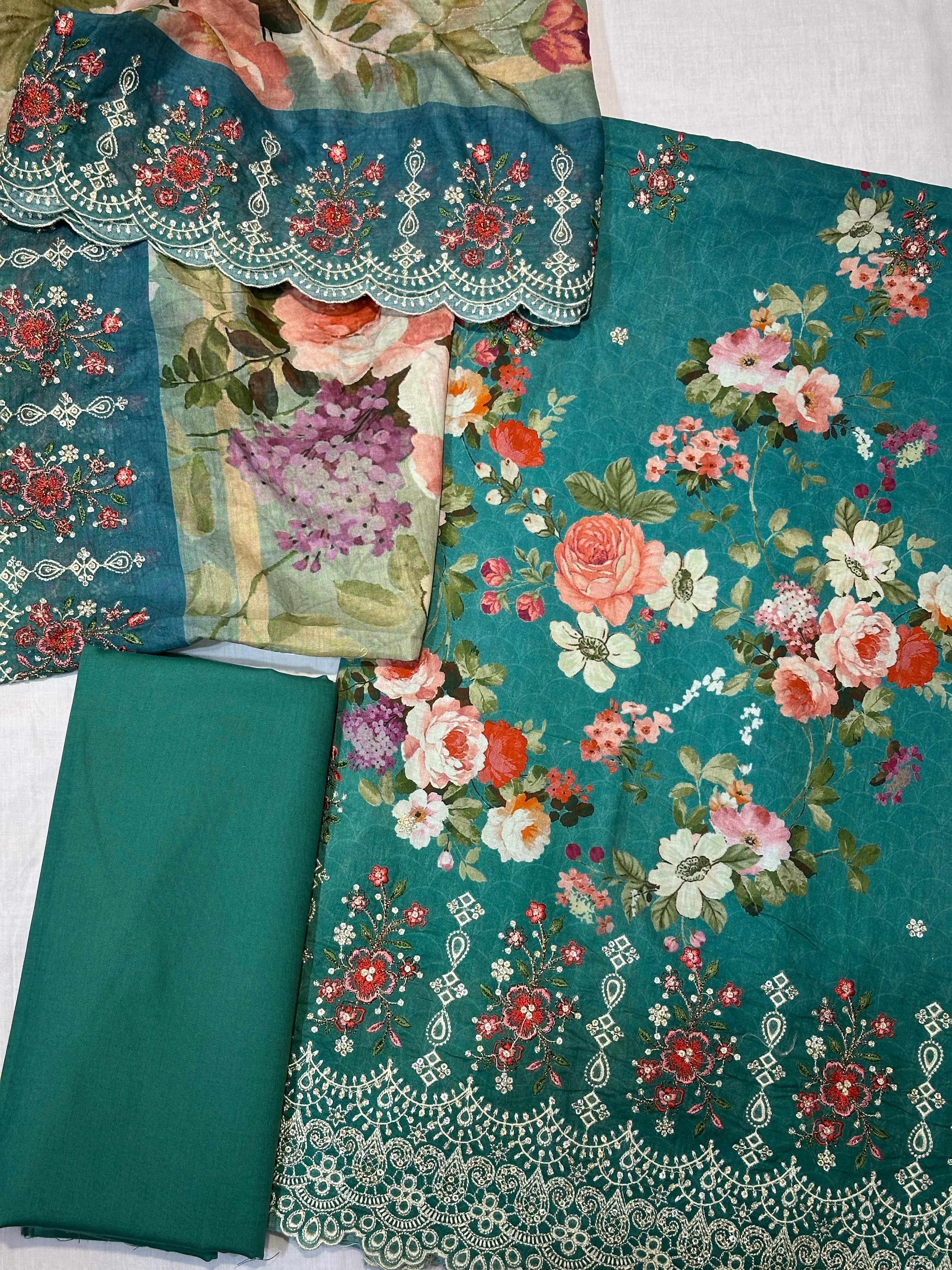 Bin Saeed Embroiderd Lawn Unstitched 3 Piece - AS - 2224 -  - Summer Collection